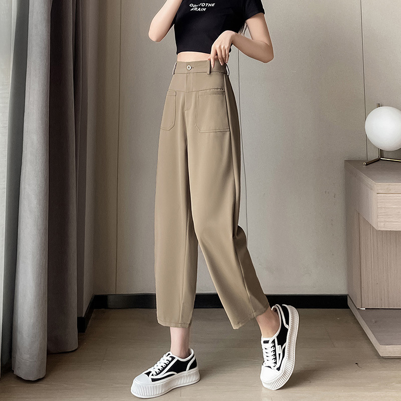 哈伦裤子女夏季2024新款高腰垂感小个子高级感西装裤休闲镰刀裤