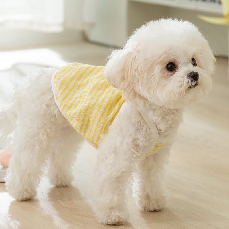 Primavera y verano para perros coreanos pequeños dulces frescos camisetas a rayas para gatos dos patas delgadas ropa de mascotas transpirables