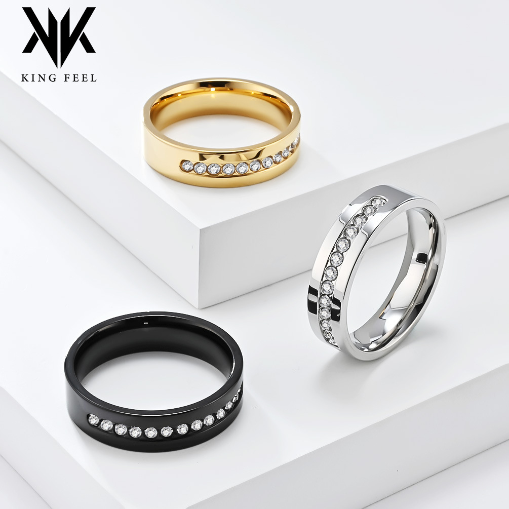 European and American Hot-selling High-grade Light Luxury Full Diamond Titanium Steel Ring Ring for Men and Women Couple Ring Wedding Engagement Hand Jewelry