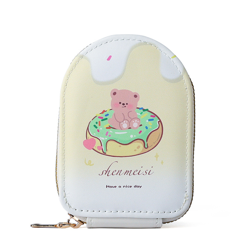 Ventas transfronterizas de dibujos animados donuts bolsa de tarjetas de órgano para mujeres tarjetas de órgano compactas de tarjetas de tarjetas múltiples bolsas de cambio