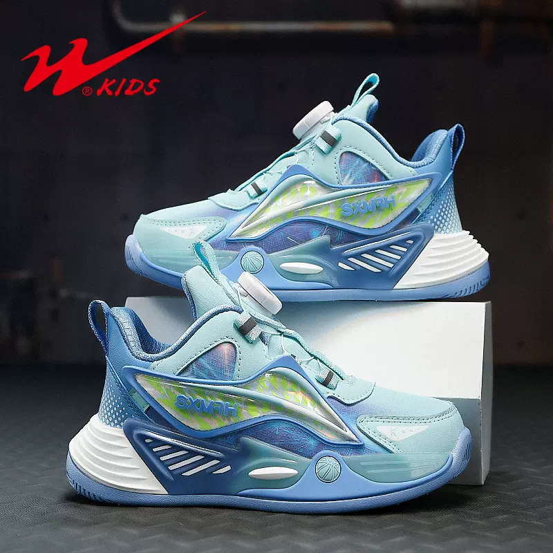 品牌童鞋男童运动鞋2024春季旋转扣儿童篮球鞋男中大童透气跑步鞋