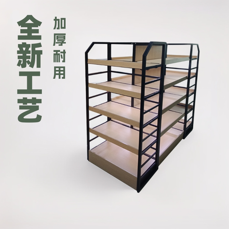 商店小卖部货架超市货架钢木 书店钢木货架家用置物架 便利店设备
