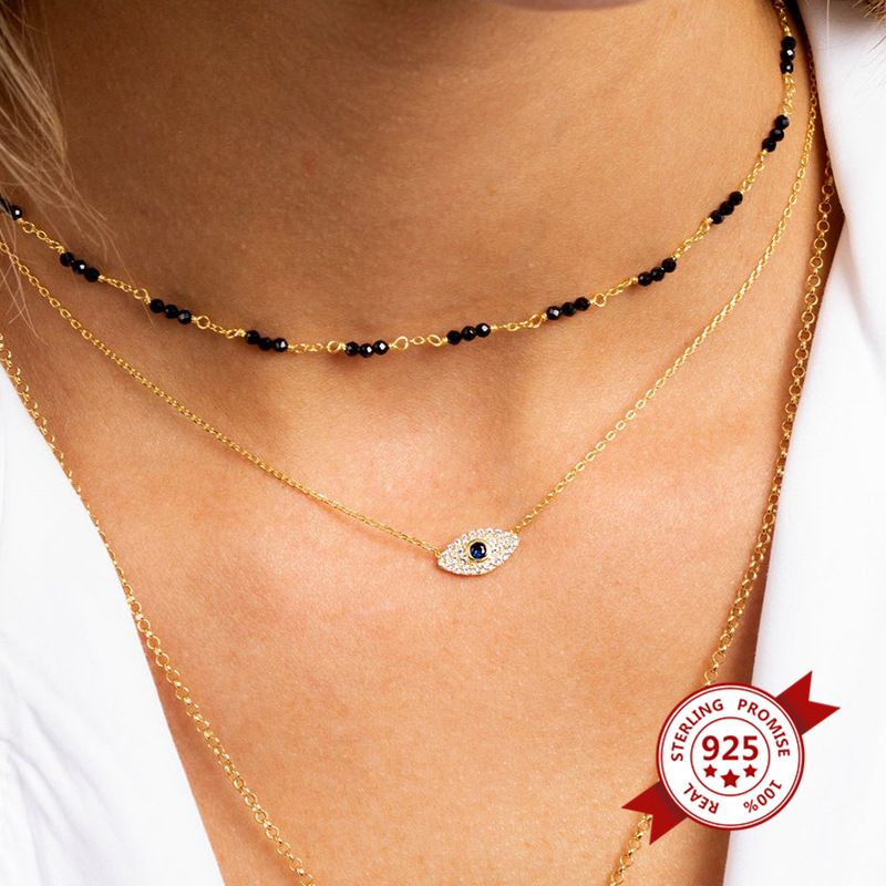 European and American s925 silver devilu0027s eye diamond necklace