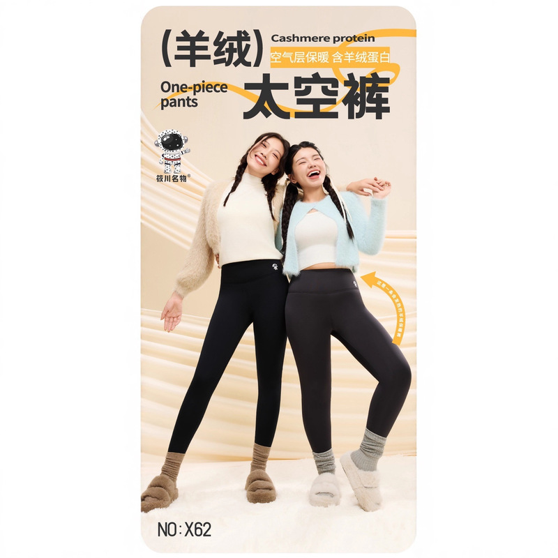 903\X62 Xiaochuan Famous Liquid Space Pants Heating Leggings Thin Velvet Women's Yoga Pants High Elasticity 350g
