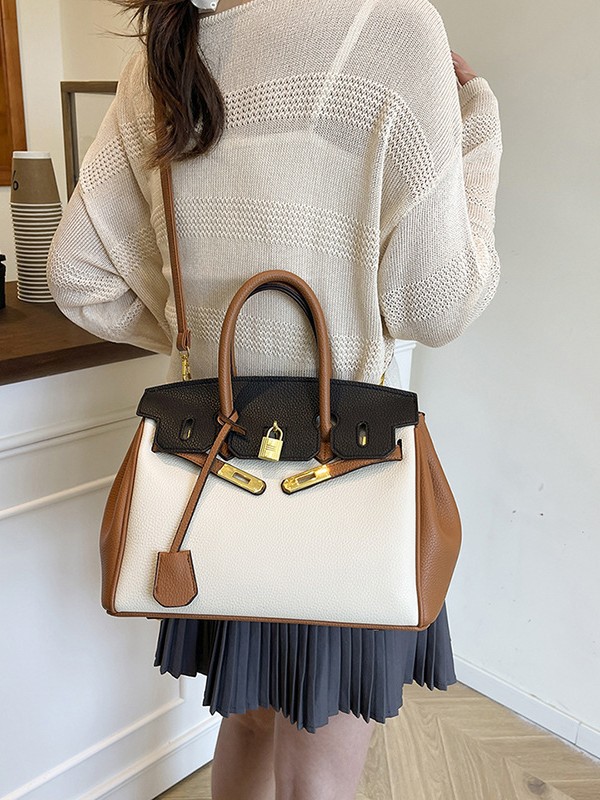 Bolso Kelly de platino portátil de alta calidad, estilo explosivo transfronterizo para mujer, bolso de color de contraste de moda, bolso de mensajero de viaje de gran capacidad