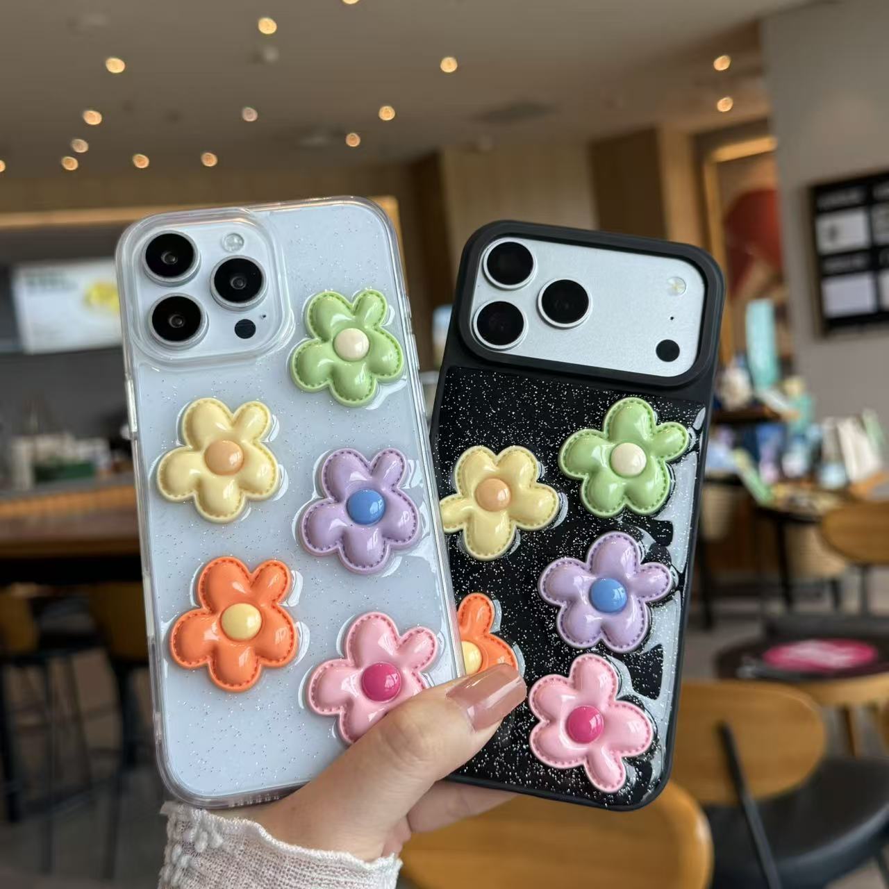适用于苹果17promax手机壳iphone16pro糖果色花朵15/14新款保护套