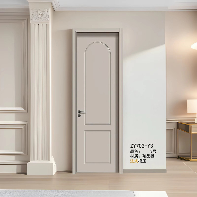 Light Luxury Carbon Crystal Solid Wood Door, French-Style Bedroom Door, Complete Set for Home Indoor Room, Wooden Door, Composite Door, Direct from the Source Factory