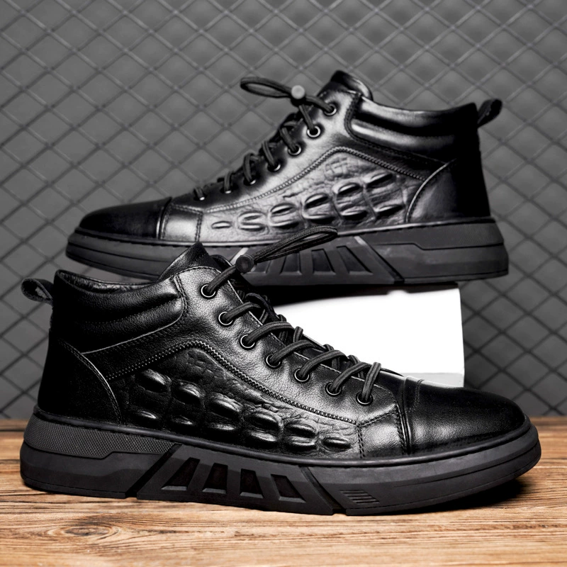 Черная уличная рабочая обувь, мужская обувь с высоким берцем, модная обувь, осенняя новая мягкая повседневная обувь в британском стиле, модные ботинки martin