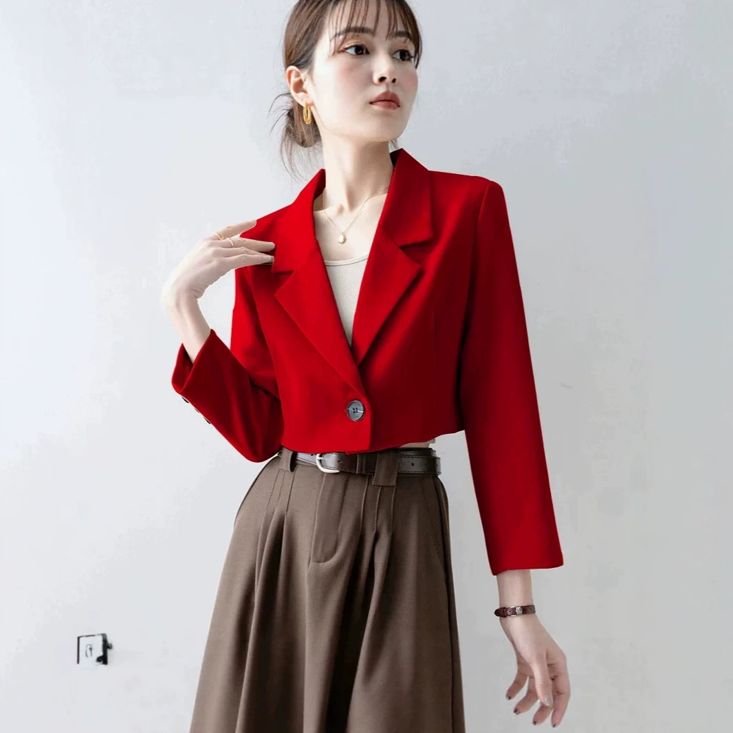 2024 full new multi-color high waist slim dragon year Joker suit jacket women's Korean socialite wholesale