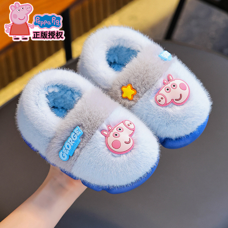 Piggy Page zapatillas de algodón para niños, niñas de invierno, calentamiento y peluche para bebés de 1 - 3 años, zapatos de algodón para bebés en el hogar