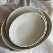 日式小清新橢圓盤子深盤輕食陶瓷餐具套裝可愛早餐盤水果點心碟子