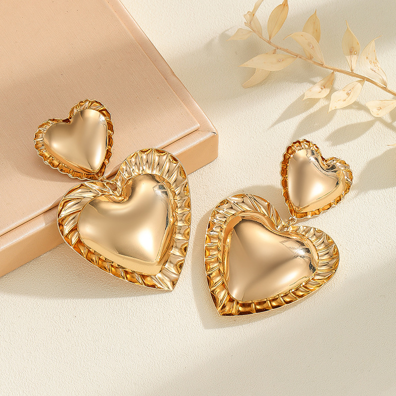 1 Pair Sweet Simple Style Heart Shape Iron Drop Earrings display picture 4