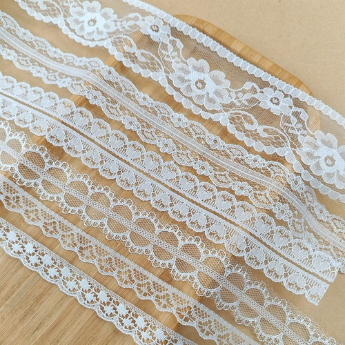 White lace edge Nylon chiffon fabric spandex non-stretch lace clothing DIY supply factory wholesale