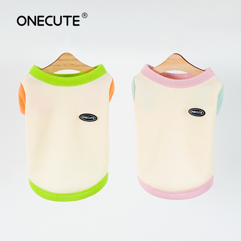 Pet Contrast Color Home Clothes Dog Clothes Summer Thin Bitter Bear Bome Teddy Small Puppy Cat Base Shirt