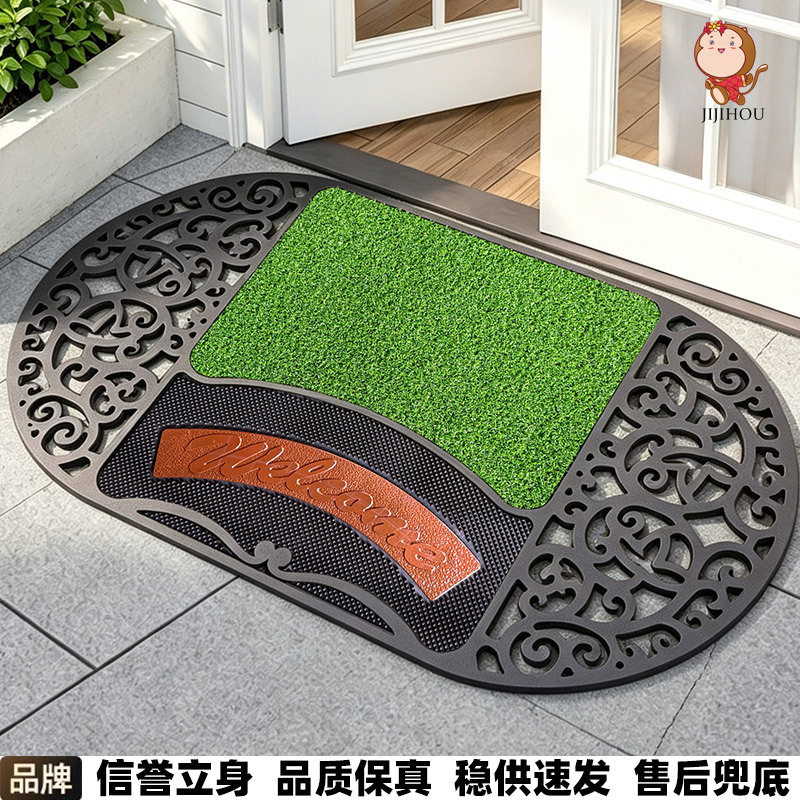 Green Lawn Entrance Mat, Dirt-Scraping Mat for Doorway, Entryway Carpet, Dust-Removing, No-Wash, Wear-Resistant Floor Mat, Pvc Rubber Mat