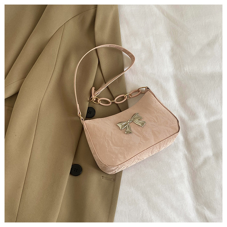 Borsa a spalla elegante con fiocco e catena per donna alla moda_voghion.com