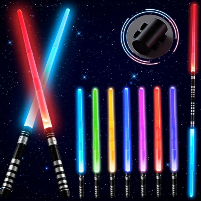Световой меч Amazon, светящаяся игрушка, 2 шт., семь цветов, меняющий телескопический световой меч, детский световой меч «два в одном», «Звездные войны»