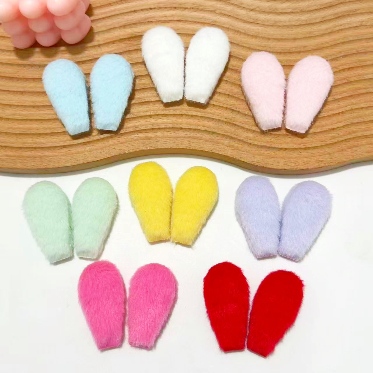 Double-Sided Plush Cute Multi-Color Furry Rabbit Ear Accessories DIY Kidsren's Hairpin Bar Holder Decorative Material