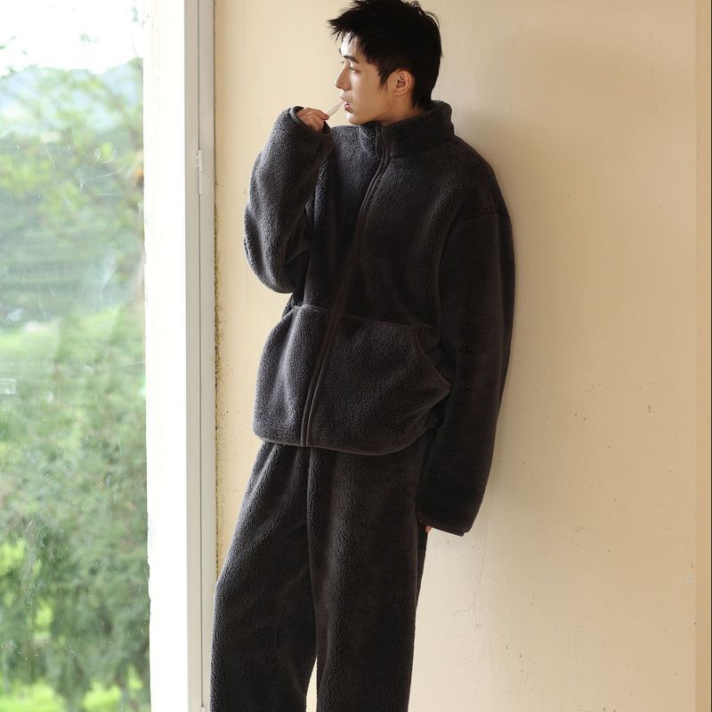 睡衣男款冬季暖暖绒2025新款加绒加厚套装秋冬天保暖休闲家居服|undefined