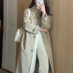大码胖妹妹风衣外套女2025春季新款英伦风中长款系带收腰过膝大衣