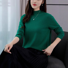 卷边半高领打底衫女秋冬新款宽松显瘦一线成衣毛衣套头长袖针织衫