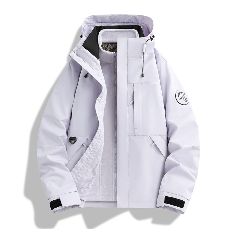 New warm mountaineering jacket, unisex design, suitable for outdoor activities in autumn and winter, with detachable and thickened fleece lining for added warmth and wind protection