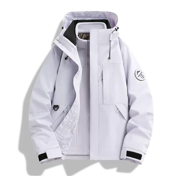 New warm mountaineering jacket, unisex design, suitable for outdoor activities in autumn and winter, with detachable and thickened fleece lining for added warmth and wind protection
