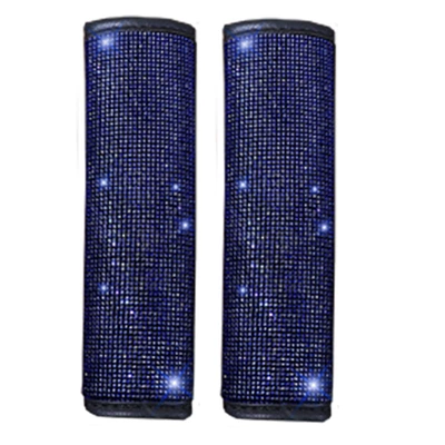 Seat belt shoulder pad: Dazzling Diamond-Studded Rhinestone Full - blue-right-2517