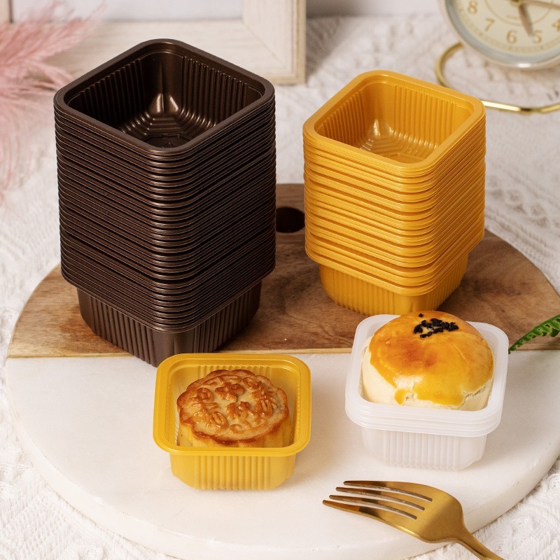 メーカー卸売りはPP月餅托流心卵黄ショートニングと高底托茶色氷皮ブリスター食品内托を厚くした|undefined