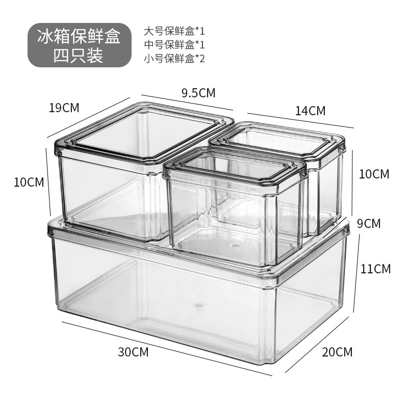 Caja de almacenamiento de PET con tapa para frutas y verduras refrigerador organizador de cocina