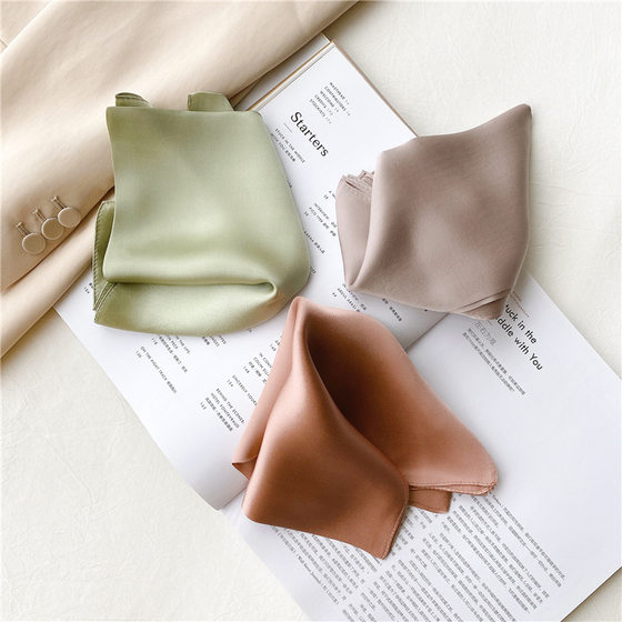 Silk Square Scarf Professional Decoration Basic Etiquette Solid Color Silk Scarf Spring and Autumn Gift Box Simple Mulberry Silk Scarf Gift Giving