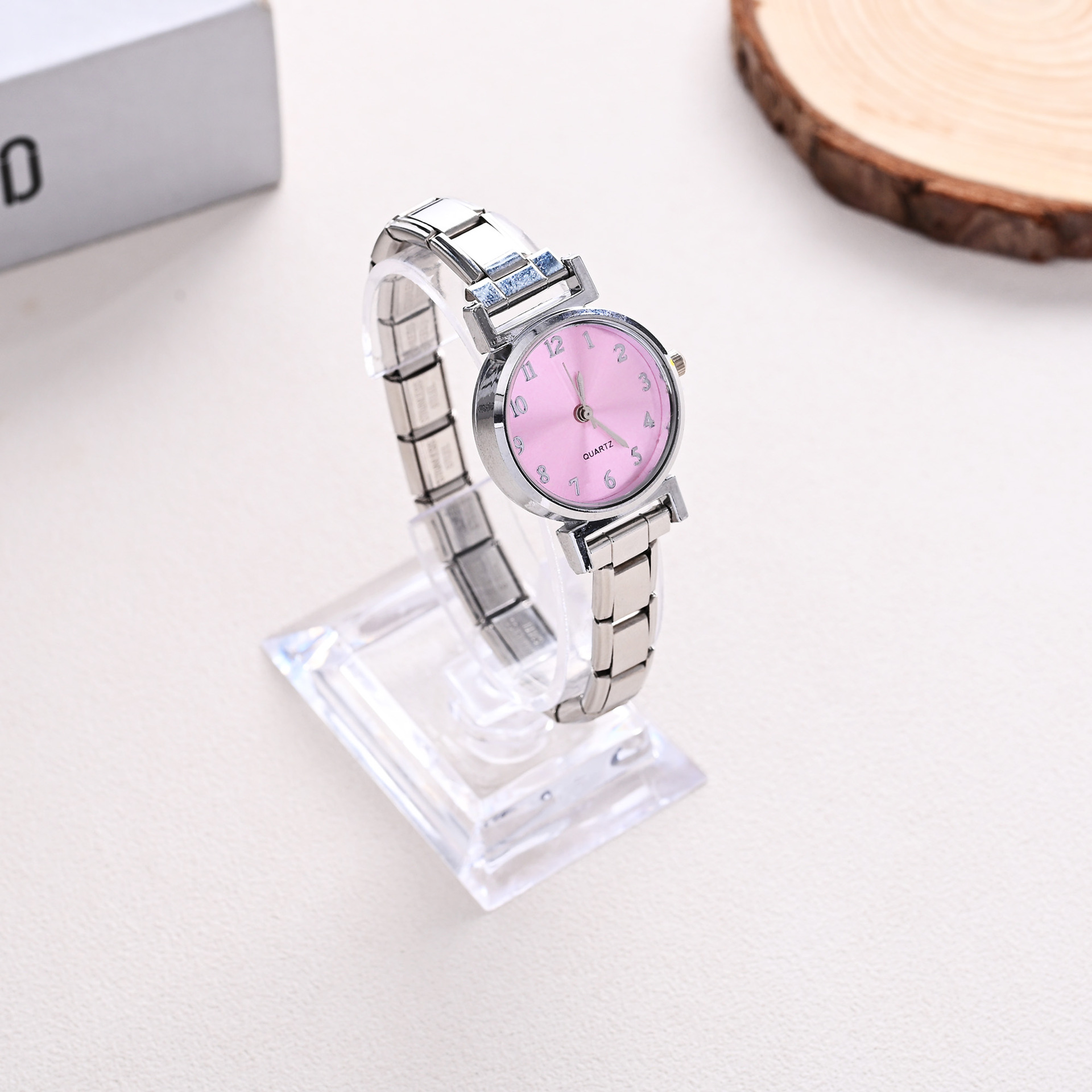 Pink round watch