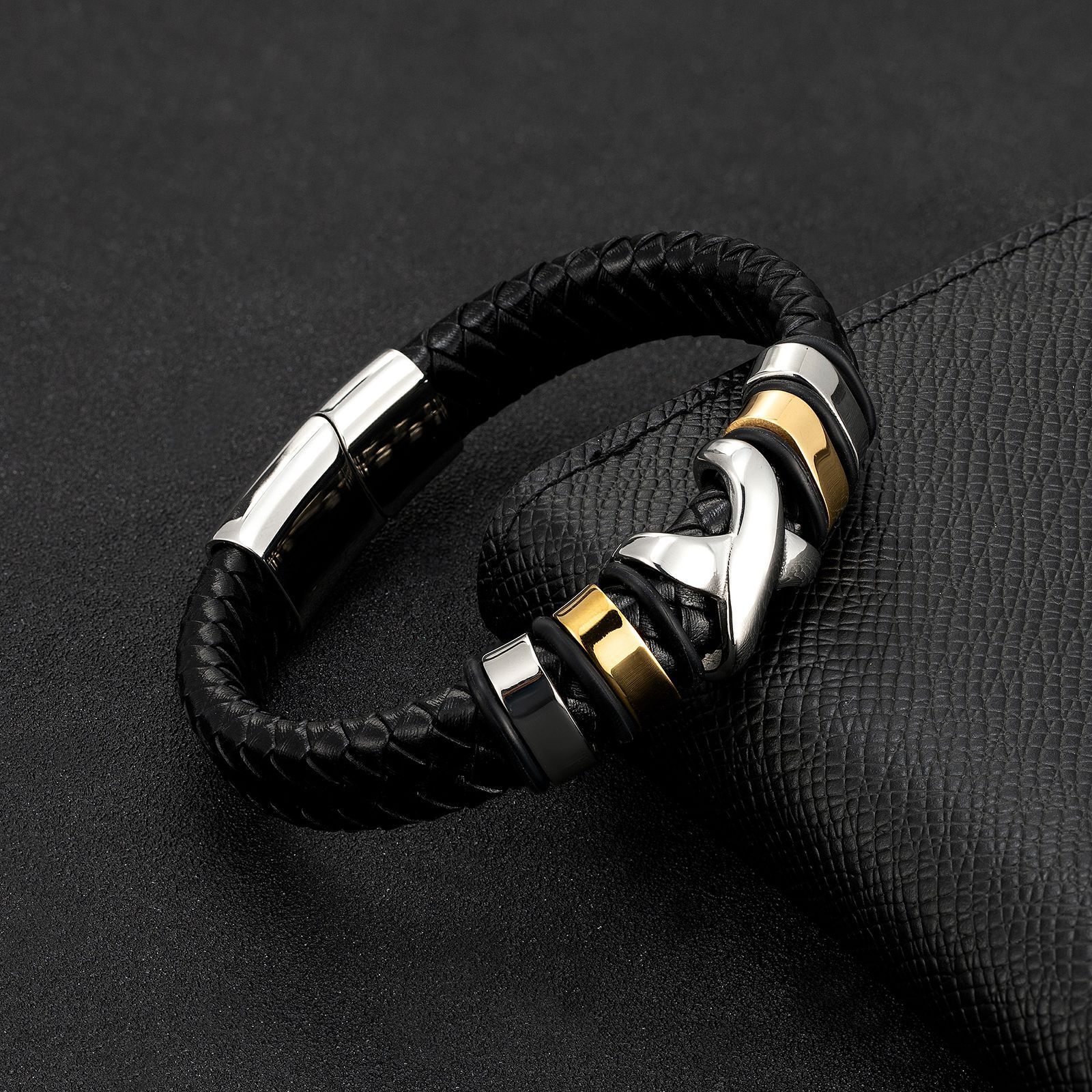 Neues Schmuck-Leder-gewebtes Armband, personalisiertes Mode-Männer-Buchstabe-X-Armband, heißer Verkauf_voghion.com