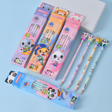 卡通木制铅笔12支装盒装熊猫铅笔抗菌大象儿童书写HB铅笔批发