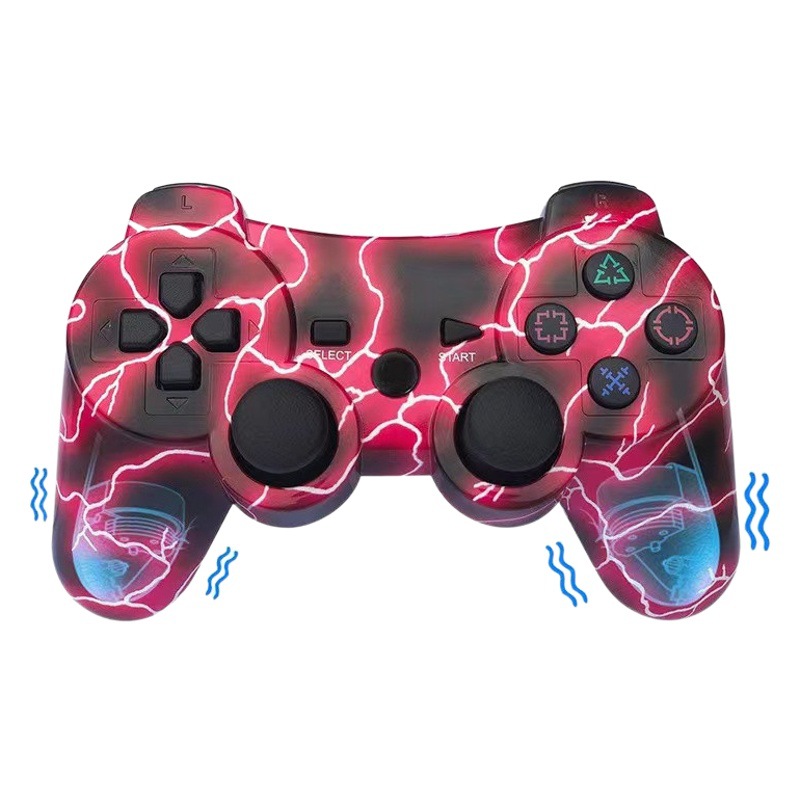 Mando inalámbrico Bluetooth para juegos PS3 con mango curvo de transferencia de agua de doble vibración, diseño transfronterizo P3, sin infracciones.