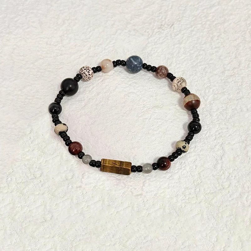 "Star Track" New Chinese-style Blue Coral Bodhi Gold Tiger Eye Beaded Bracelet Female Retro Design Sense Bracelet "Star Track" New Chinese-style Blue Coral Bodhi Gold Tiger Eye Beaded Bracelet Female Retro Design Sense Bracelet