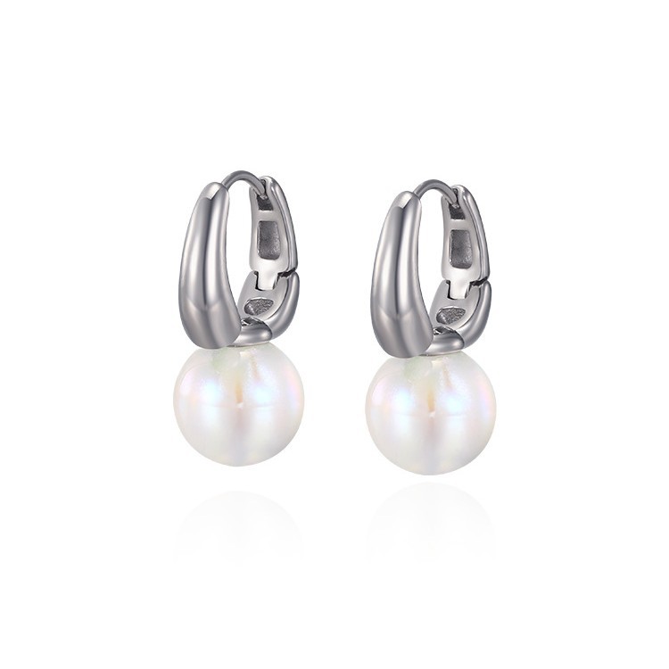 Xuping estilo simple temperamento aleación de cobre chapado pernos de orejas blancos fáciles de poner en el viento personalidad orejas de mujer al por mayor