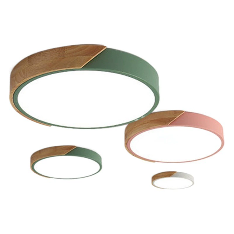 Светодиодный потолочный светильник Макарон круглый светильник для спальни современный простой элегантный бытовой Прямоугольный Деревянный светильник для гостиной