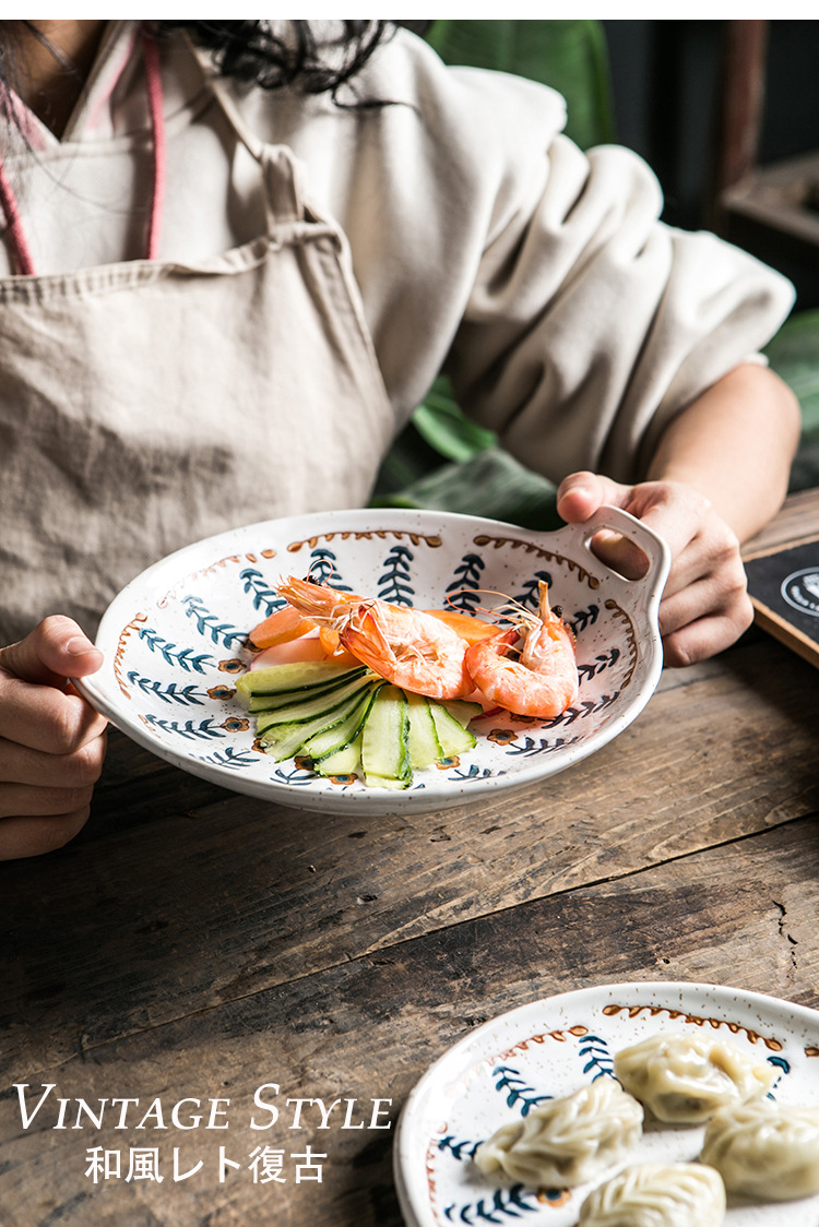 复古小花粗陶餐具