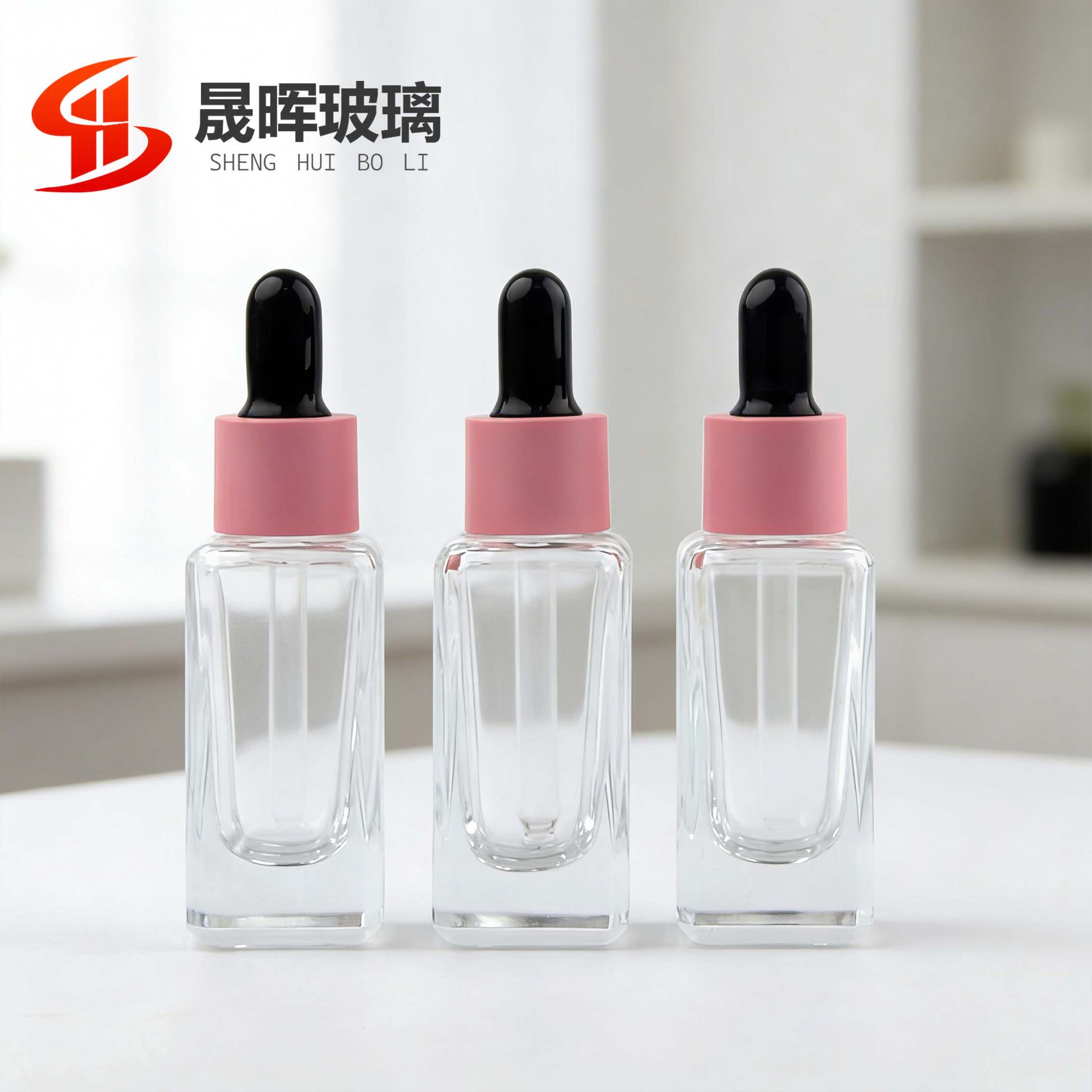 工厂直销15ml方形厚底精华液精油滴管瓶护肤品包材