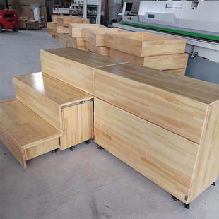 Music chorus conductor steps movable folding push-pull retractable solid wood chorus platform shadow floor steps three layers