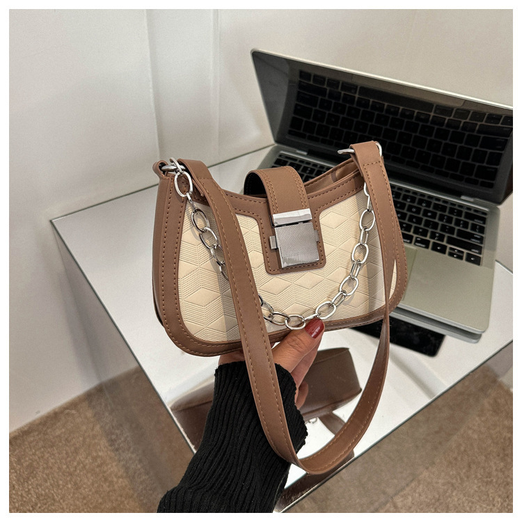 Bolso de las axilas casual francés de las mujeres 2023 nuevo bolso de la cadena de moda textura bolso de hombro color a juego pequeño bolso cuadrado