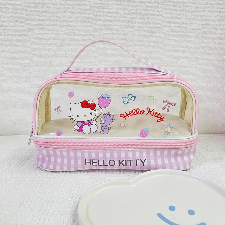 Nuevo de gran capacidad transparente de doble capa caja de lápiz portátil cremallera bolsa de almacenamiento bolsa de cosméticos coolomi Pacha perro papelería bolsa