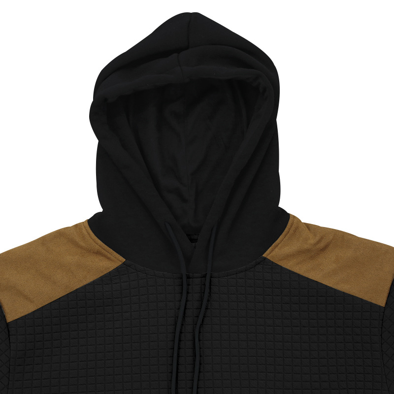 Men's Colour-blocked Jacquard Hoodie Casual Autumn Winter Style_voghion.com