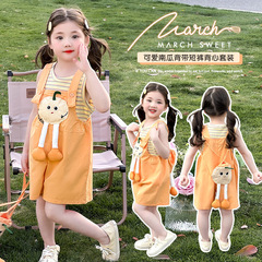 夏季女童套装儿童背带裤夏装2025新款洋气潮小女孩背心衣服两件套