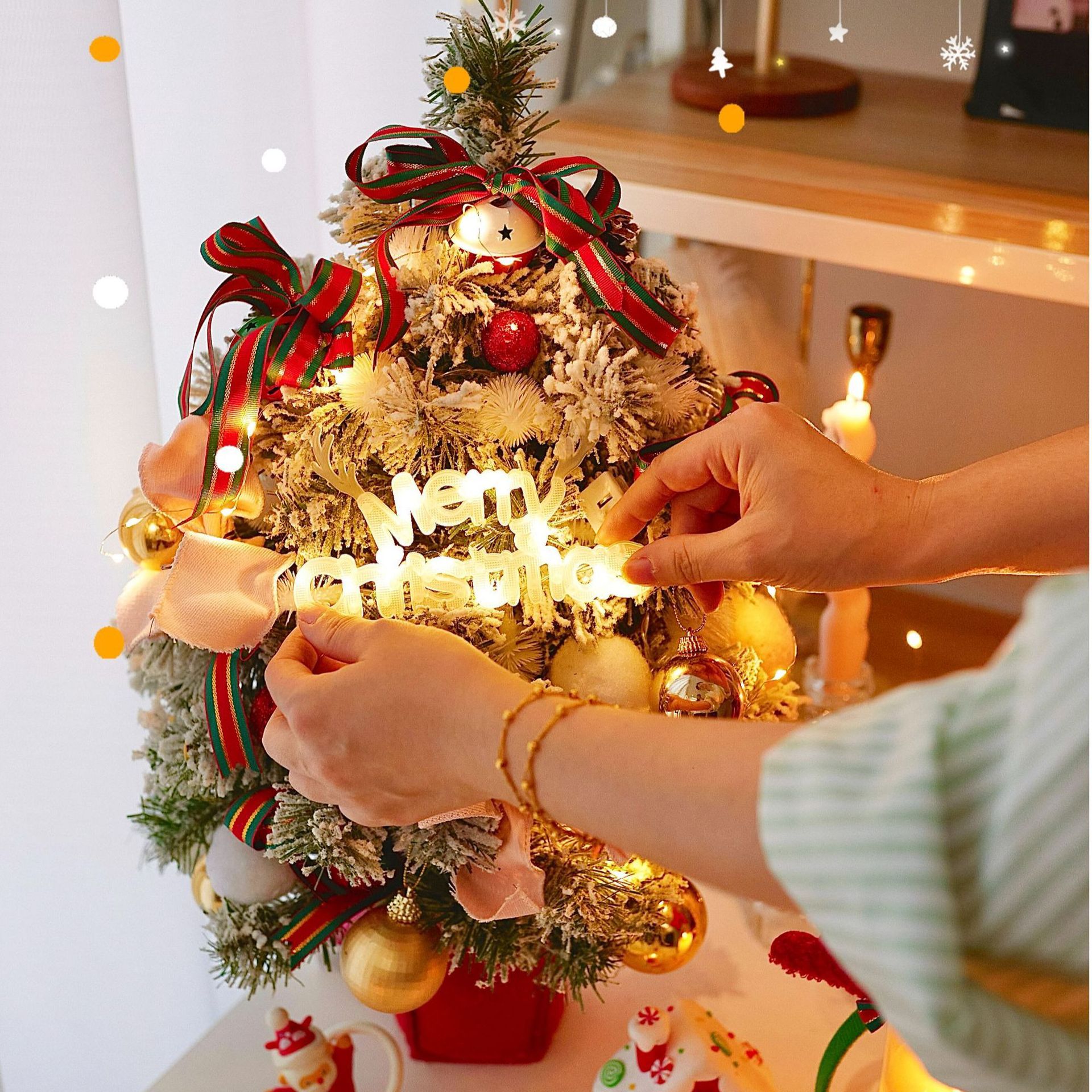 2024 Decoración de pastel de Navidad Decoración luminosa Merry Christssa árbol de Navidad inserto de cinta