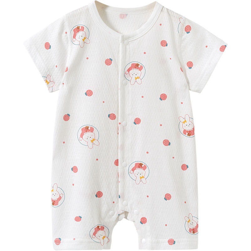 Baby camiseta de manga corta, pijamas delgados de algodón recién nacido, ropa de verano para niños, niñas y niños, ropa de bebé