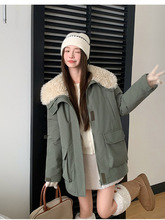 反季棉服女中长款羊羔毛加绒派克服女冬季今年流行爆款冲锋衣外套