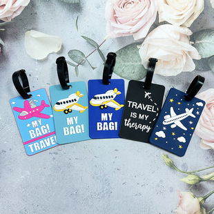 New Pvc Soft Rubber Cartoon Airplane Luggage Tag Airport Boarding Tag Anti-Lost Luggage Pendant Bag Pendant