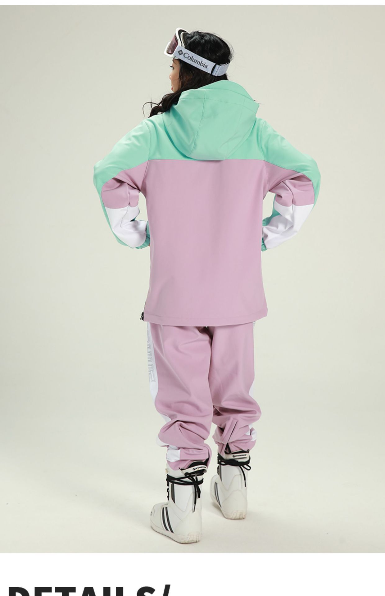 Damen Schneeanzug Winddicht warm mintgrün Schneeanzug Jacke Snowboard Winterhose_voghion.com